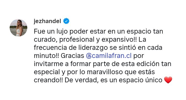 Mensaje de una asistente después de nuestro último Summit